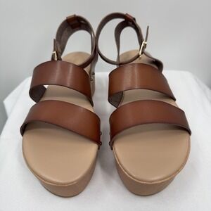 Shoedazzle Wedge Azure‎ Sandals Womens Size 11 Brown Strappy Platform Buckle